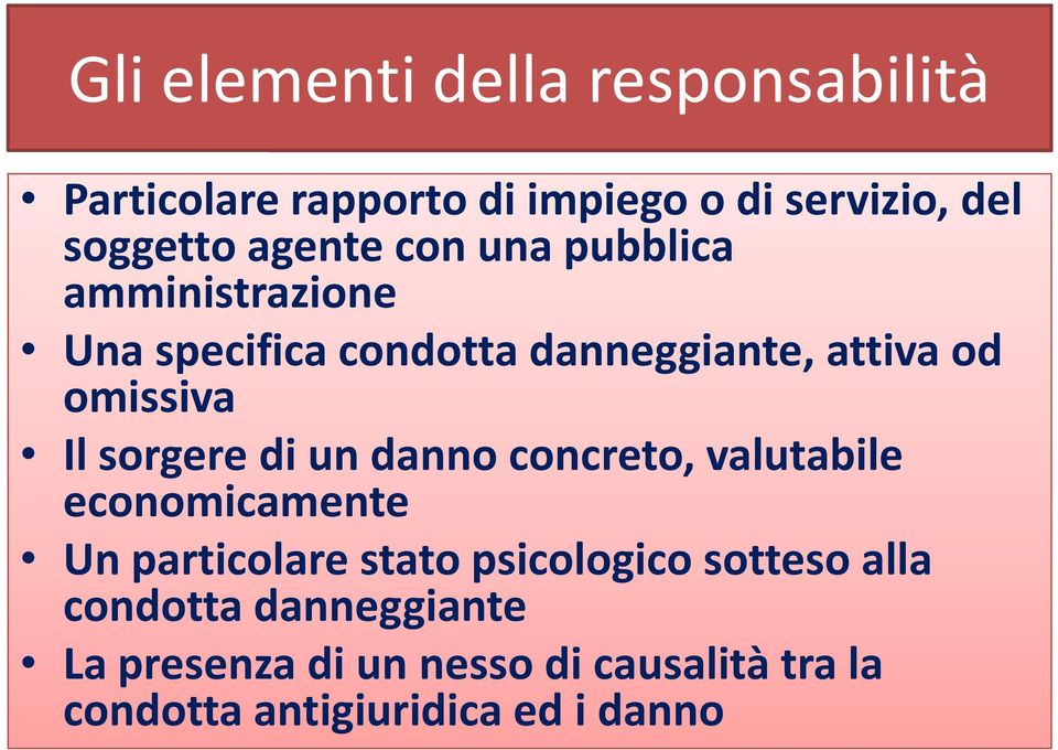 sorgere di un danno concreto, valutabile economicamente Un particolare stato psicologico sotteso