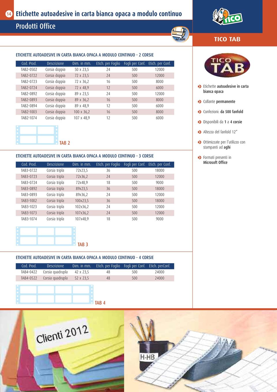 TAB2-0893 Corsia doppia 89 x 36,2 16 500 8000 TAB2-0894 Corsia doppia 89 x 48,9 12 500 6000 TAB2-1003 Corsia doppia 100 x 36,2 16 500 8000 TAB2-1074 Corsia doppia 107 x 48,9 12 500 6000 o Etichette