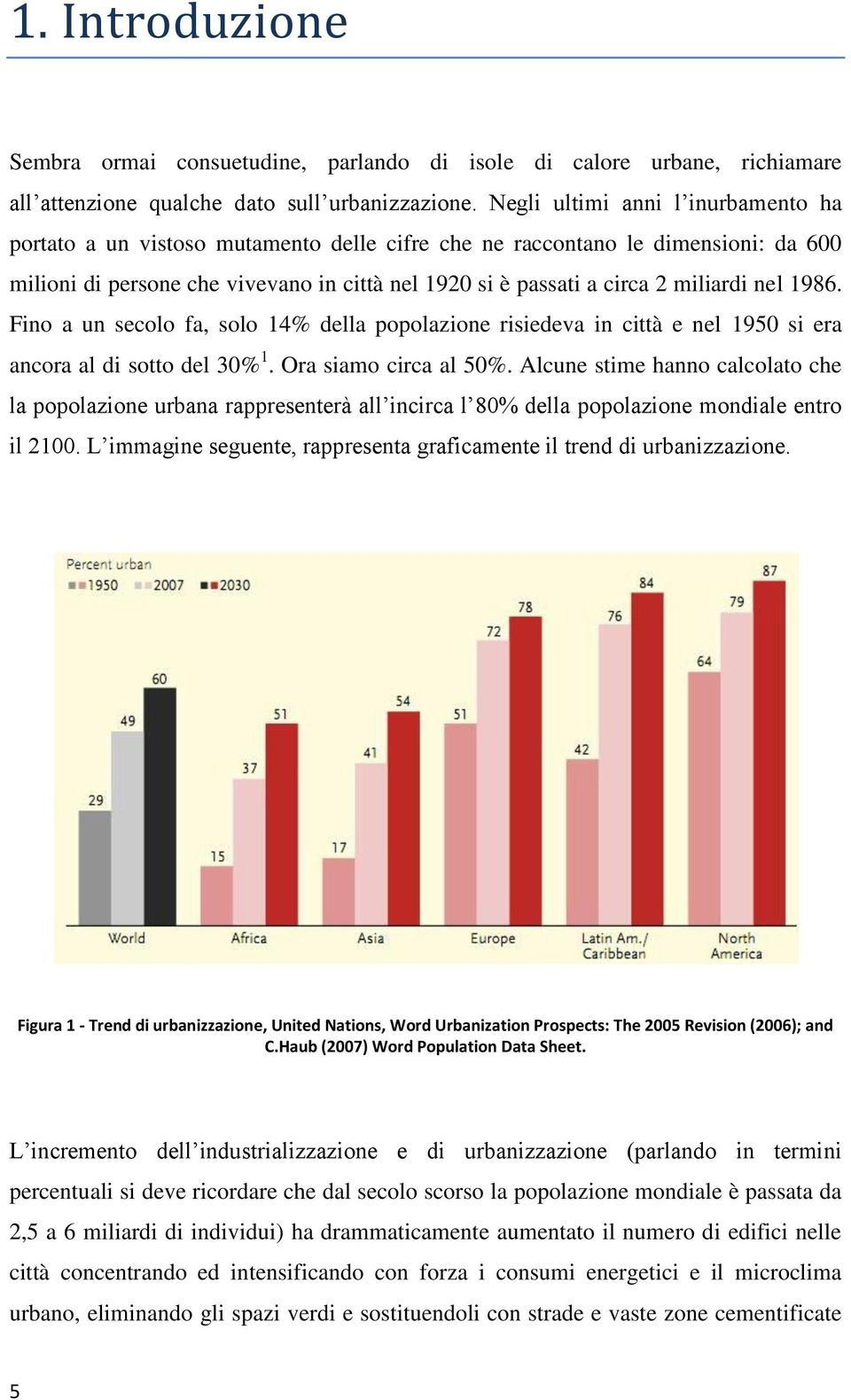 nel 1986. Fino a un secolo fa, solo 14% della popolazione risiedeva in città e nel 1950 si era ancora al di sotto del 30% 1. Ora siamo circa al 50%.