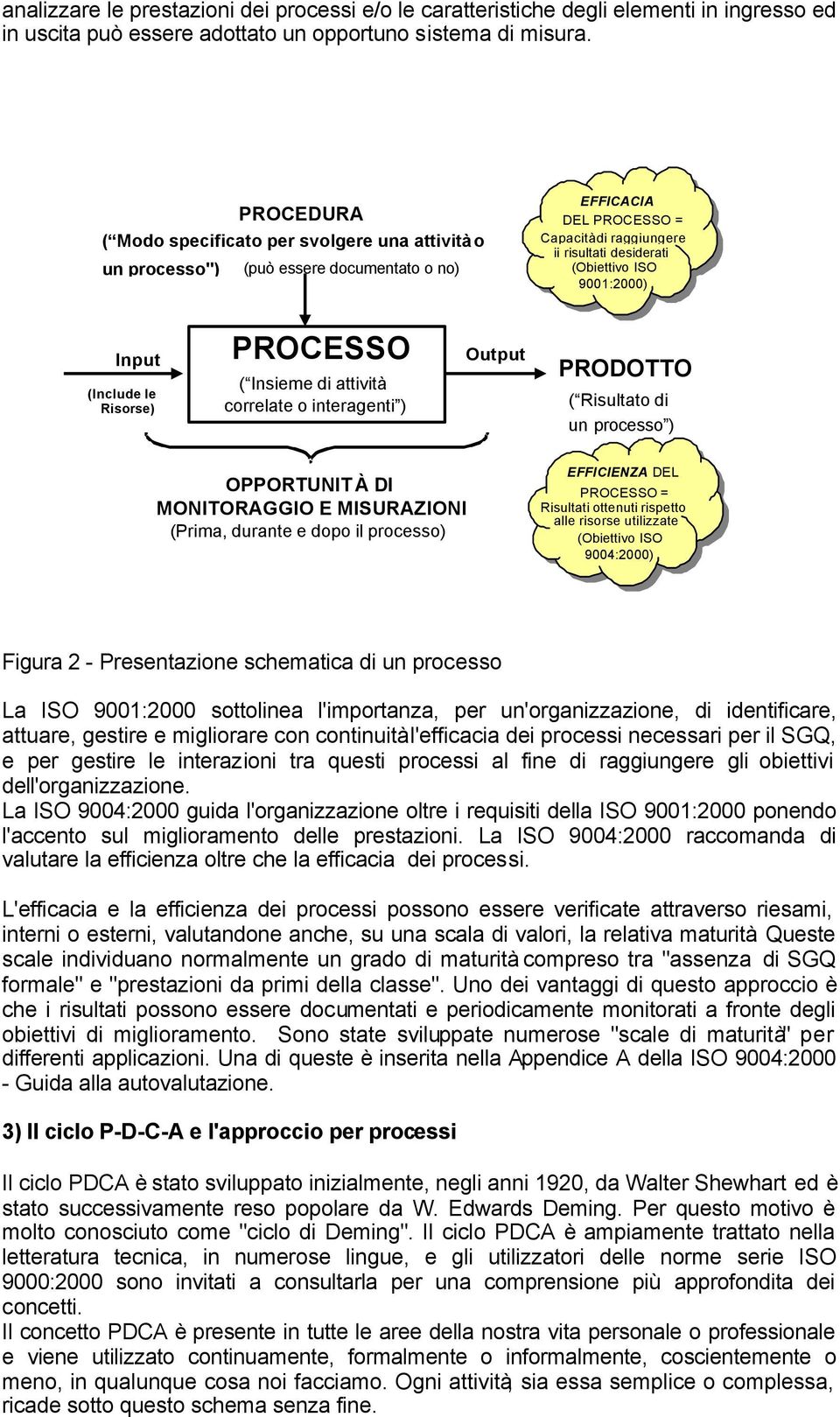 risultati desired desiderati results (Obiettivo (Focus of ISO ISO 9001:2000) 9001:2000) Input (Include le Risorse) PROCESSO ( Insieme di attività correlate o interagenti ) Output PRODOTTO ( Risultato