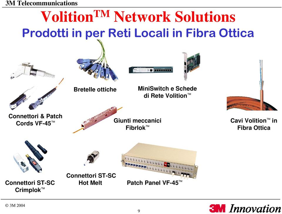 & Patch Cords VF-45 Giunti meccanici Fibrlok Cavi Volition in Fibra