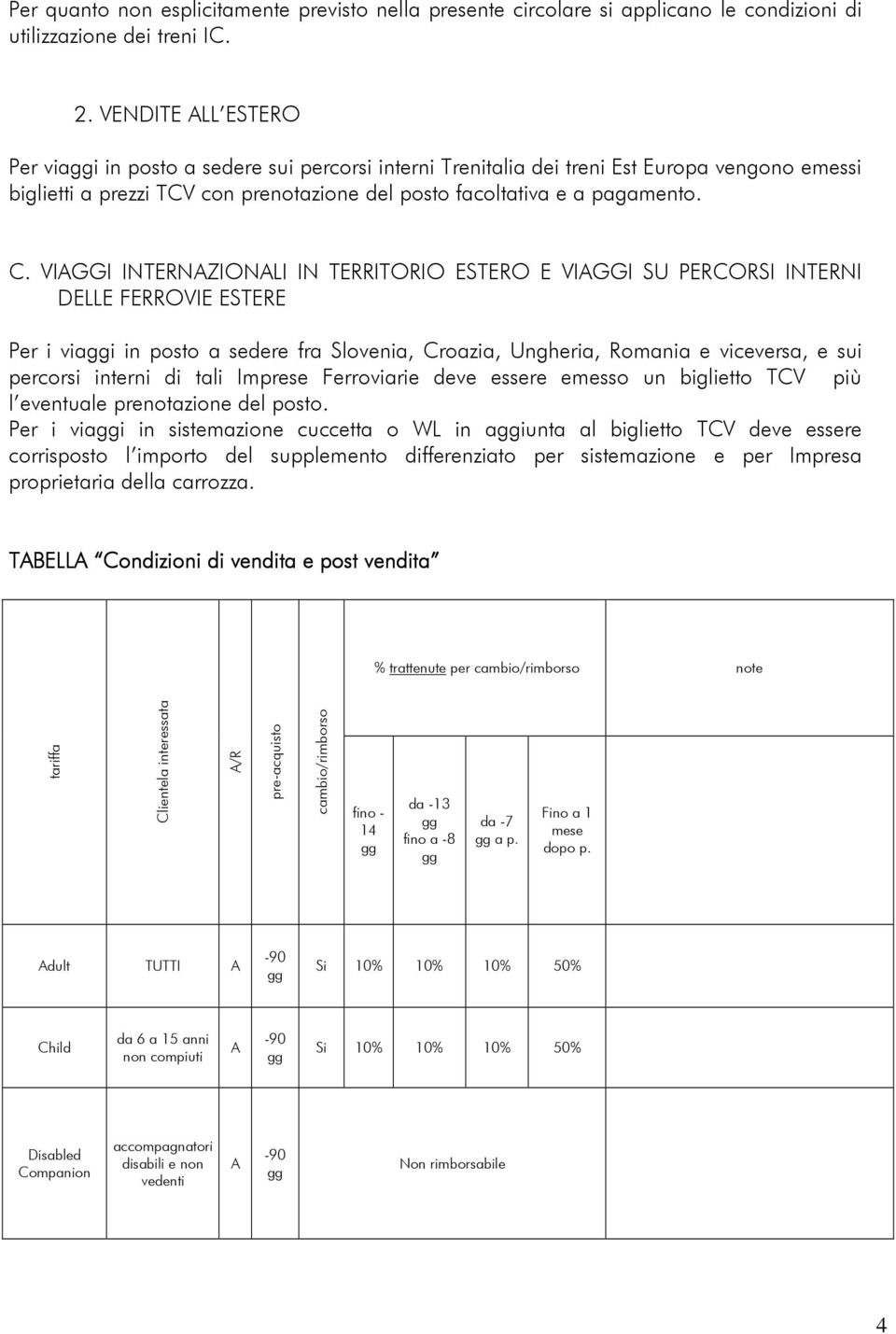 VIGGI INTERNZIONLI IN TERRITORIO ESTERO E VIGGI SU PERCORSI INTERNI DELLE FERROVIE ESTERE Per i viai in posto a sedere fra Slovenia, Croazia, Ungheria, Romania e viceversa, e sui percorsi interni di