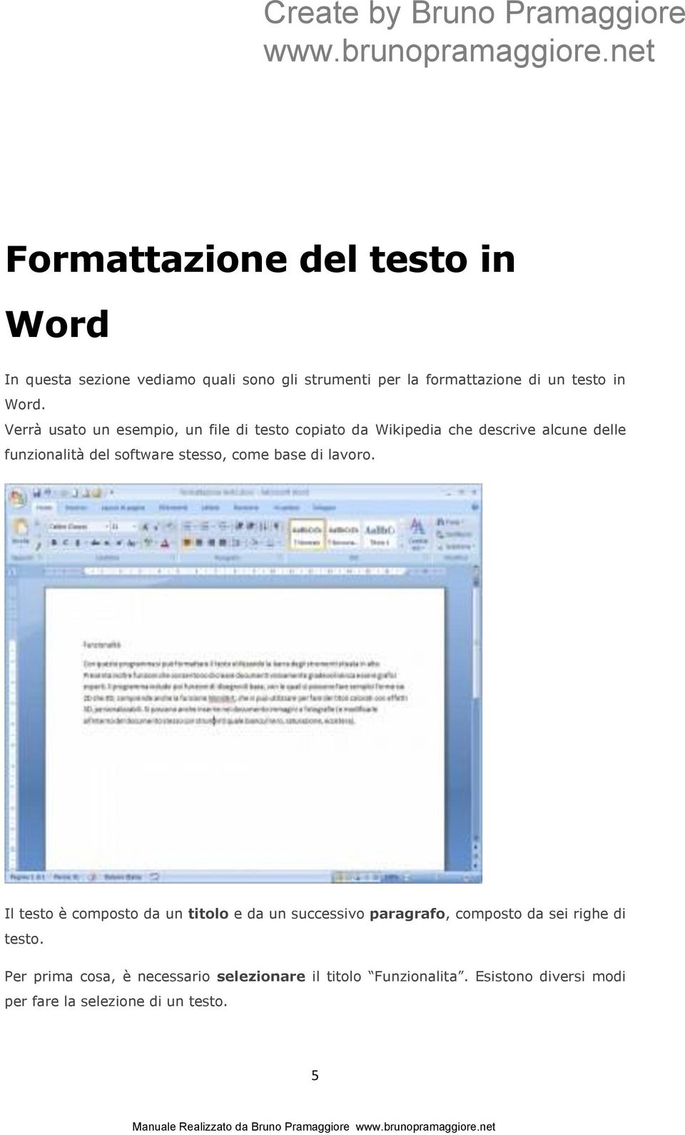 di lavoro. Il testo è composto da un titolo e da un successivo paragrafo, composto da sei righe di testo.