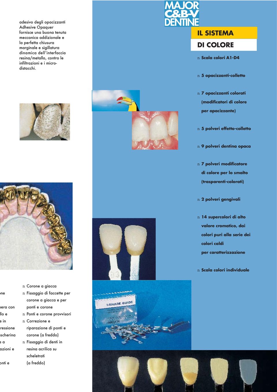 IL SISTEMA DI COLORE n Scala colori A1-D4 n 5 opacizzanti-colletto n 7 opacizzanti colorati (modificatori di colore per opacizzante) n 5 polveri effetto-colletto n 9 polveri dentina opaca n 7 polveri