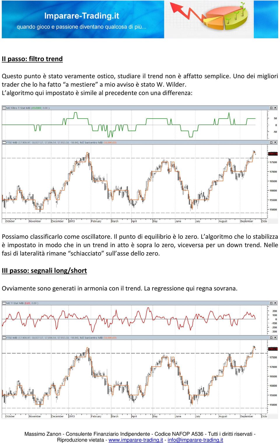 L algoritmo qui impostato è simile al precedente con una differenza: Possiamo classificarlo come oscillatore. Il punto di equilibrio è lo zero.