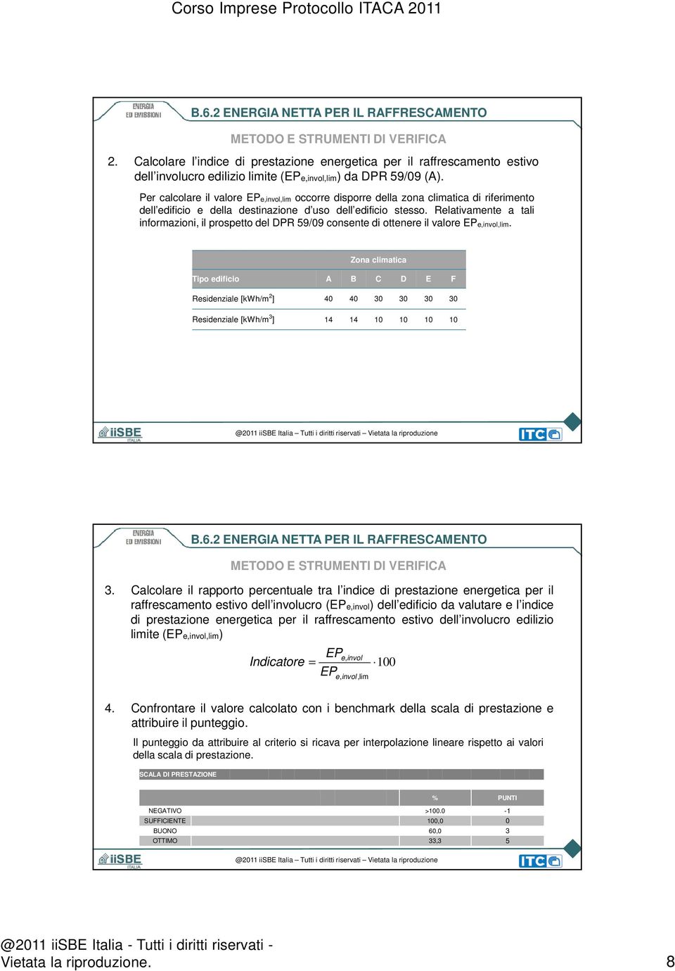 Relativamente a tali informazioni, il prospetto del DPR 59/09 consente di ottenere il valore EPe,invol,lim.