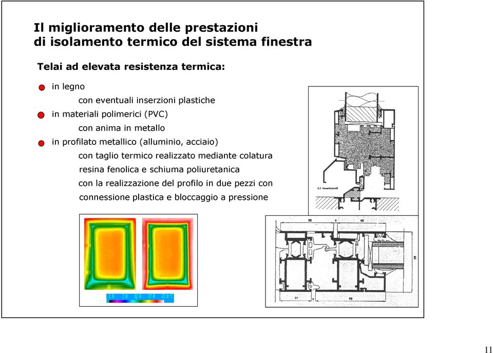 profilato metallico (alluminio, acciaio) con taglio termico realizzato mediante colatura resina fenolica e