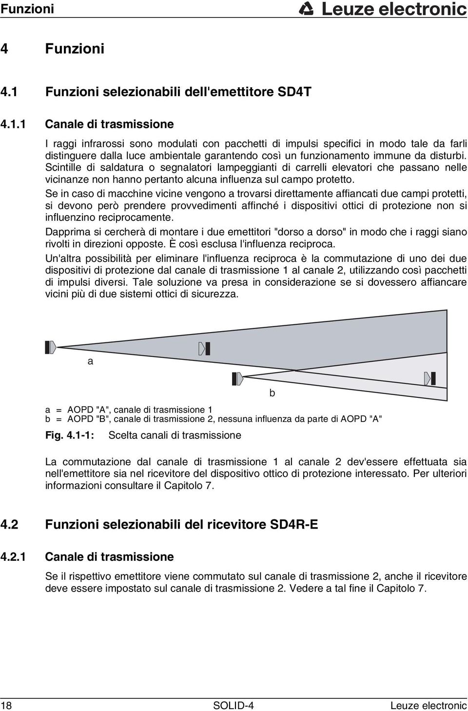 1 Canale di trasmissione I raggi infrarossi sono modulati con pacchetti di impulsi specifici in modo tale da farli distinguere dalla luce ambientale garantendo così un funzionamento immune da