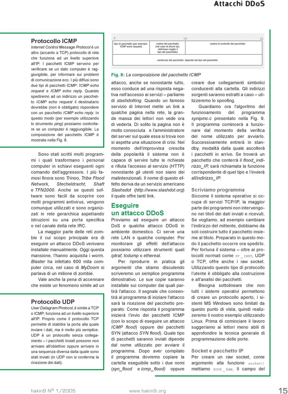 I più diffusi sono due tipi di pacchetti ICMP: ICMP echo request e ICMP echo reply.