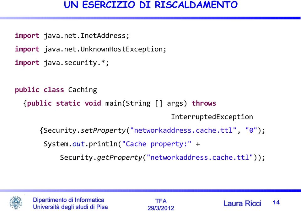 *; public class Caching {public static void main(string [] args) throws InterruptedException