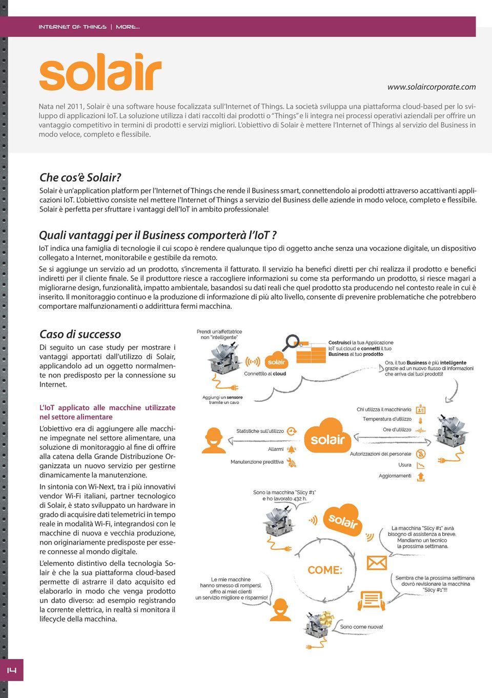 La soluzione utilizza i dati raccolti dai prodotti o Things e li integra nei processi operativi aziendali per offrire un vantaggio competitivo in termini di prodotti e servizi migliori.