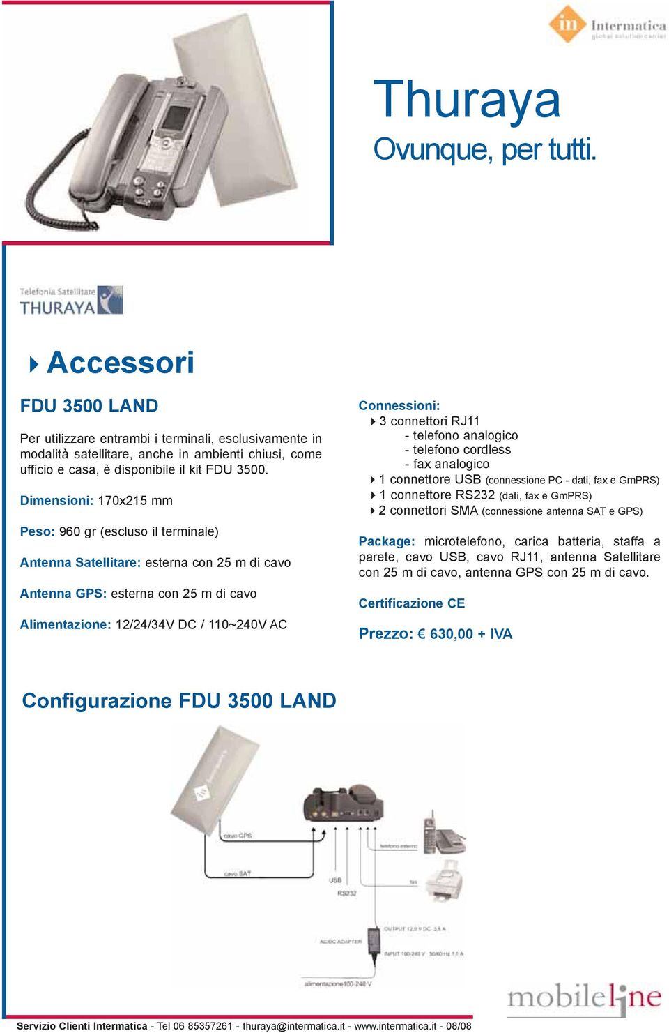 connettori RJ11 - telefono analogico - telefono cordless - fax analogico 1 connettore USB (connessione PC - dati, fax e GmPRS) 1 connettore RS232 (dati, fax e GmPRS) 2 connettori SMA (connessione