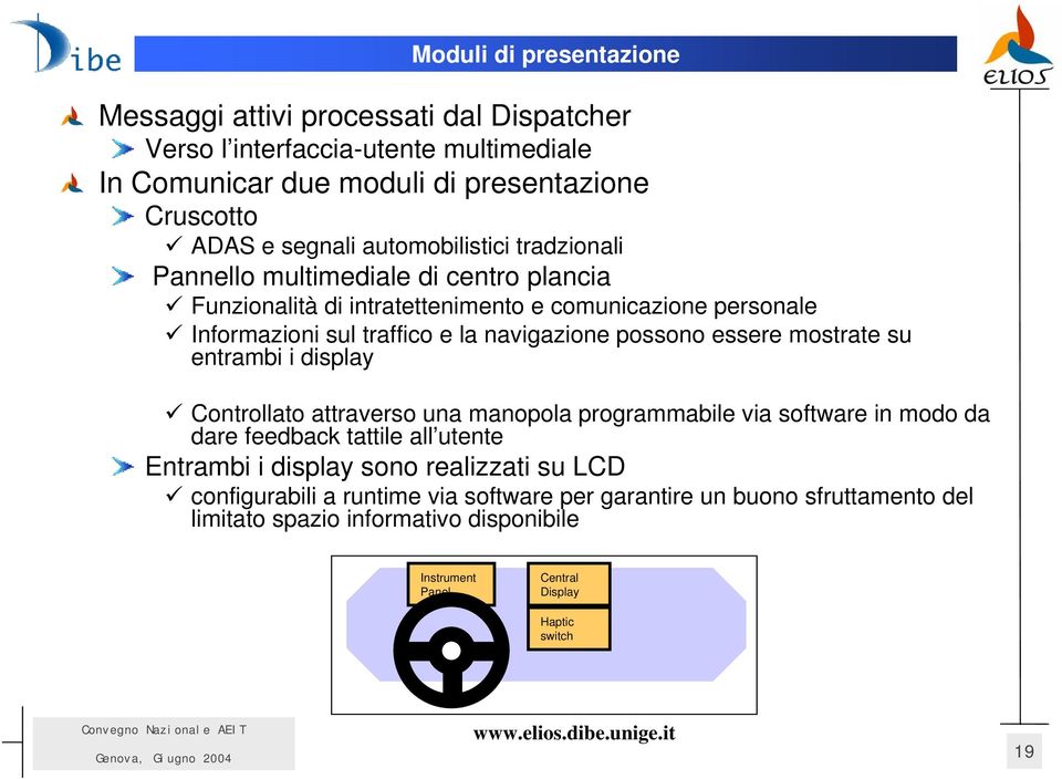 possono essere mostrate su entrambi i display Controllato attraverso una manopola programmabile via software in modo da dare feedback tattile all utente Entrambi i display