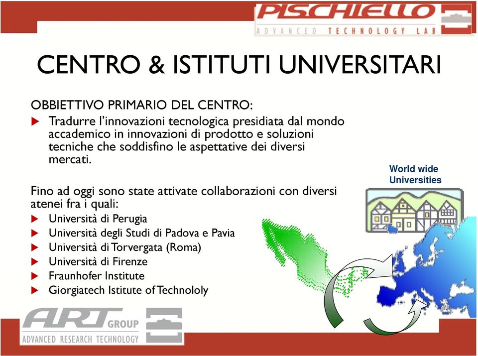 Fino ad oggi sono state attivate collaborazioni con diversi atenei fra i quali: Università di Perugia Università degli Studi