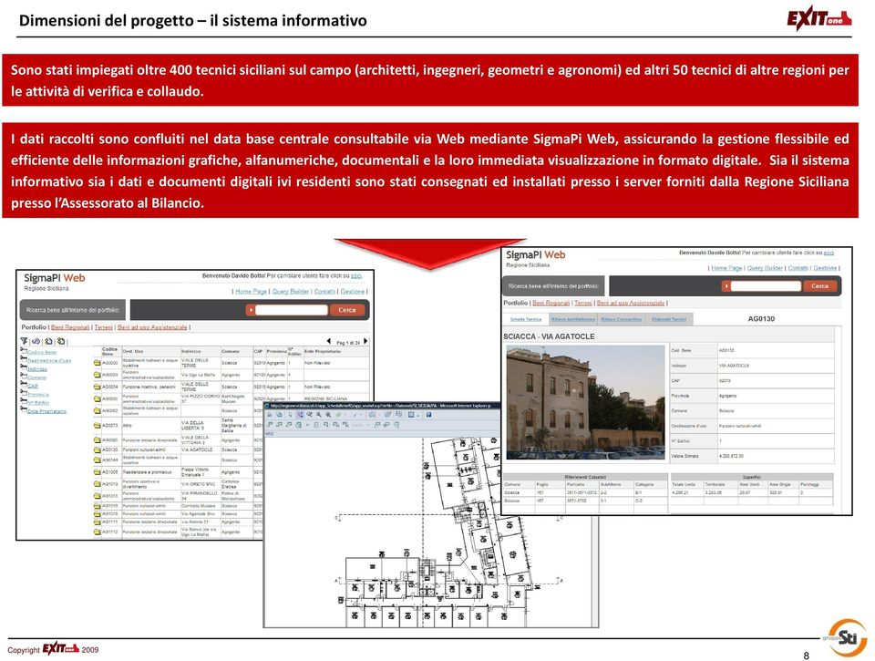 I dati raccolti sono confluiti nel data base centrale consultabile via Web mediante SigmaPi Web, assicurando la gestione flessibile ed efficiente delle informazioni