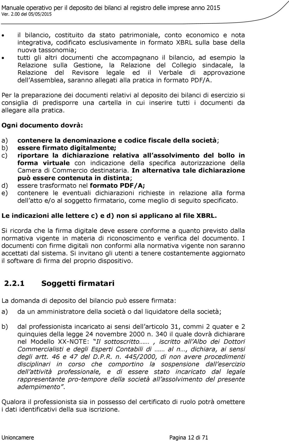 alla pratica in formato PDF/A.