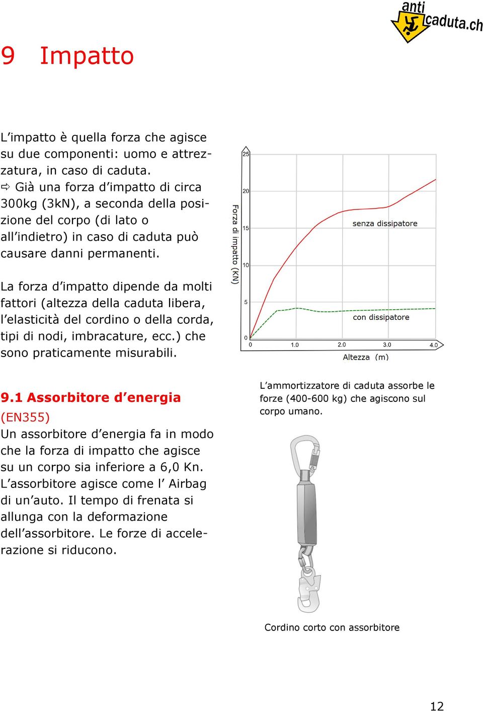 La forza d impatto dipende da molti fattori (altezza della caduta libera, l elasticità del cordino o della corda, tipi di nodi, imbracature, ecc.) che sono praticamente misurabili. 9.