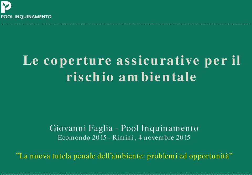 Ecomondo 2015 - Rimini, 4 novembre 2015 La