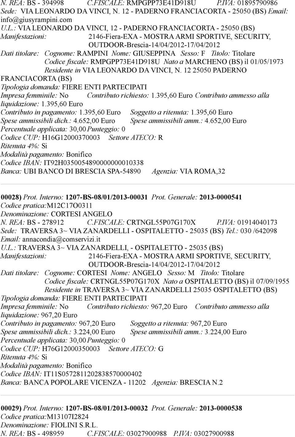 ONARDO DA VINCI, N. 12 - PADERNO FRANCIACORTA - 25050 (BS) Email: info@giusyrampini.com U.L.
