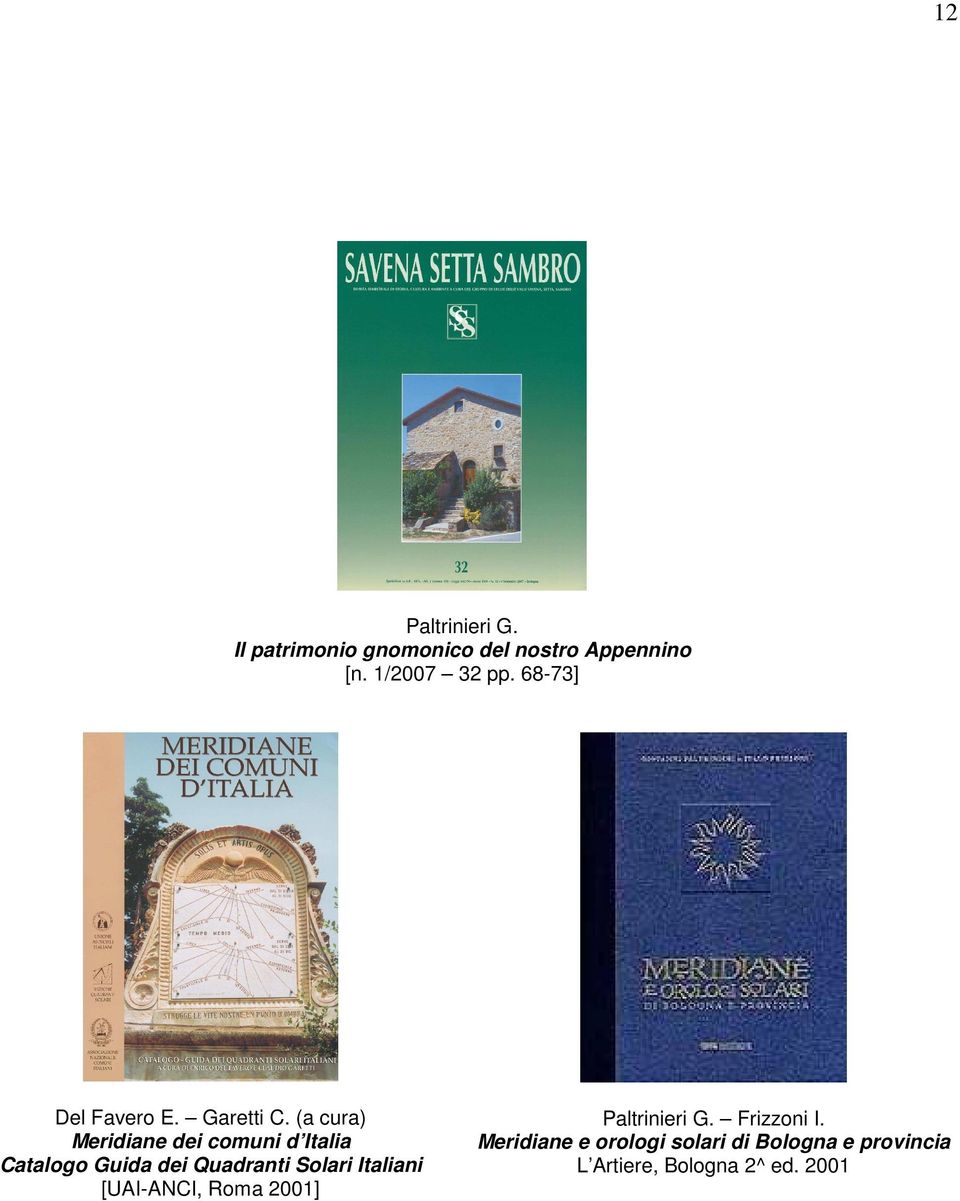 (a cura) Meridiane dei comuni d Italia Catalogo Guida dei Quadranti Solari