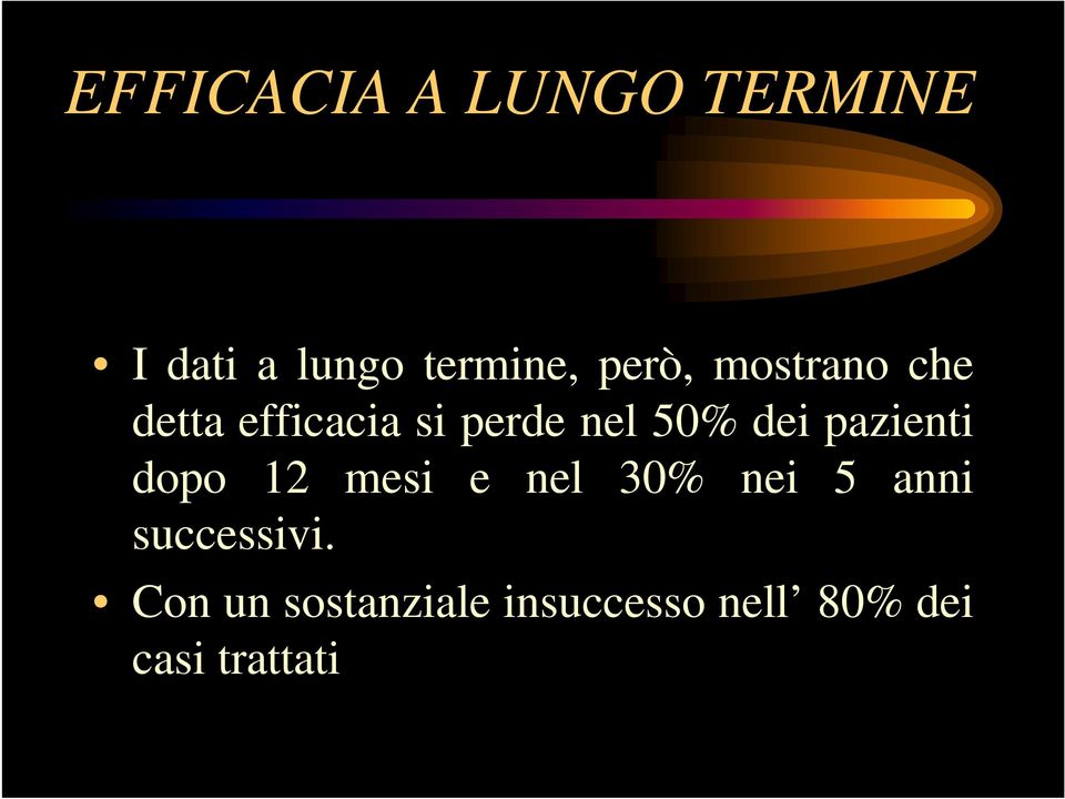 dei pazienti dopo 12 mesi e nel 30% nei 5 anni