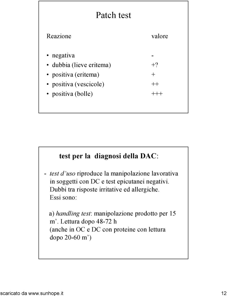 riproduce la manipolazione lavorativa in soggetti con DC e test epicutanei negativi.