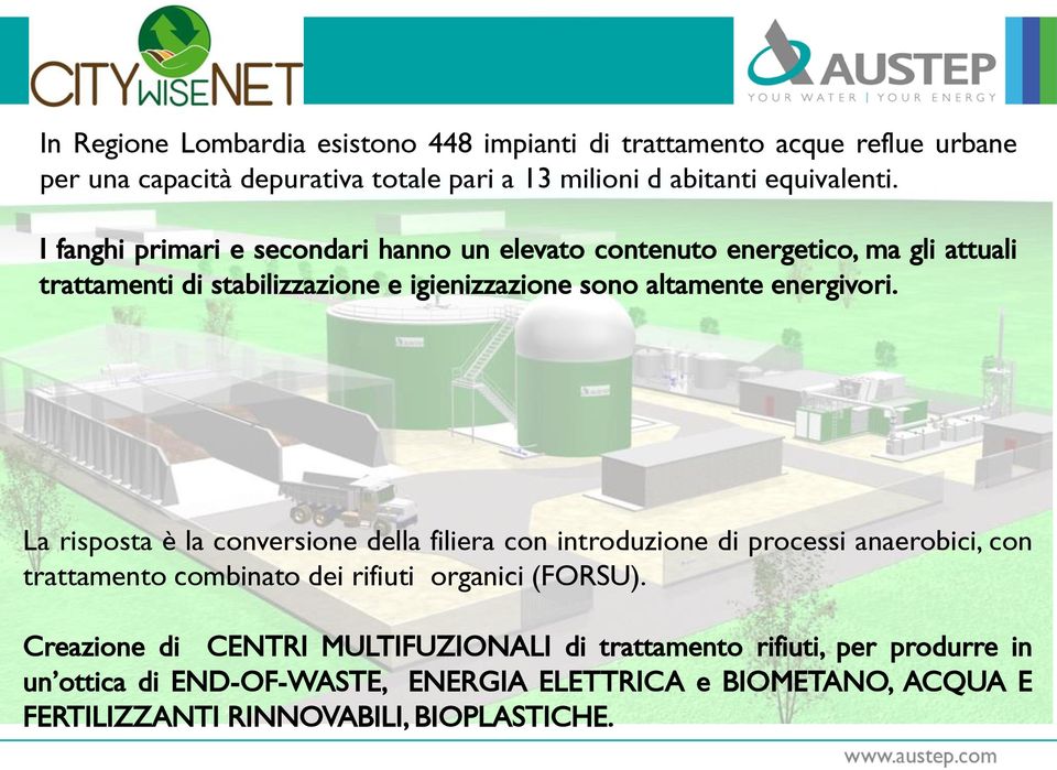 La risposta è la conversione della filiera con introduzione di processi anaerobici, con trattamento combinato dei rifiuti organici (FORSU).