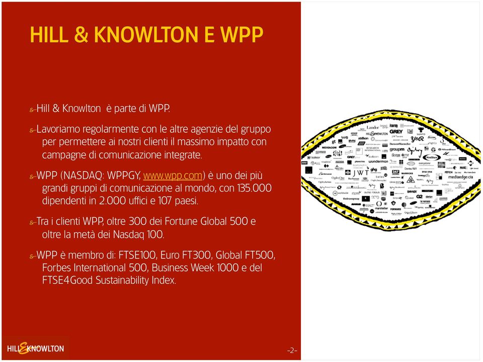 integrate. WPP (NASDAQ: WPPGY, www.wpp.com) è uno dei più grandi gruppi di comunicazione al mondo, con 135.000 dipendenti in 2.