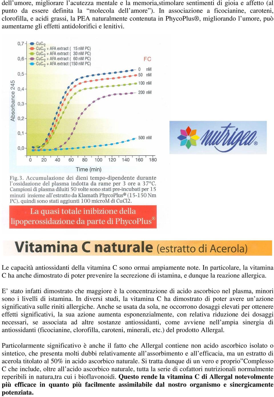 Le capacità antiossidanti della vitamina C sono ormai ampiamente note. In particolare, la vitamina C ha anche dimostrato di poter prevenire la secrezione di istamina, e dunque la reazione allergica.