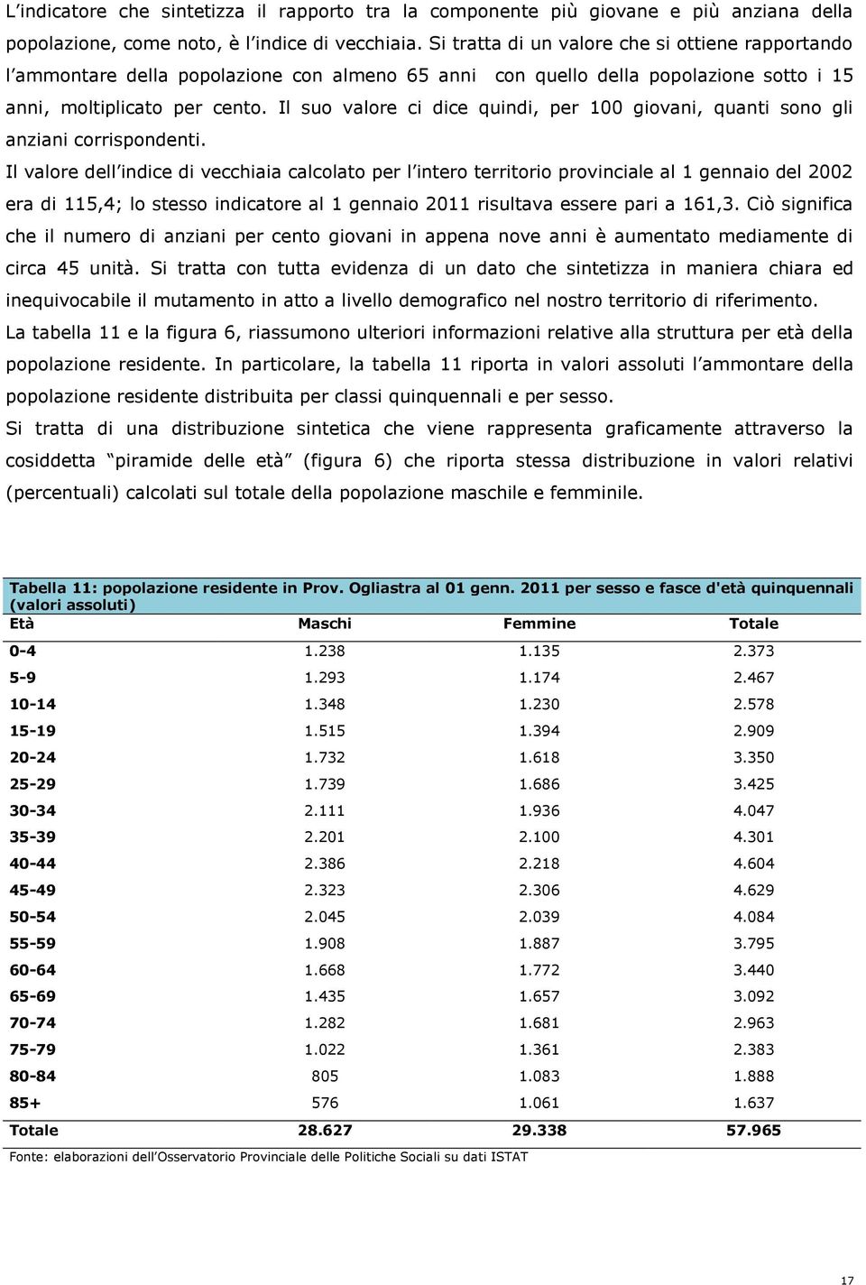 Il suo valore ci dice quindi, per 100 giovani, quanti sono gli anziani corrispondenti.