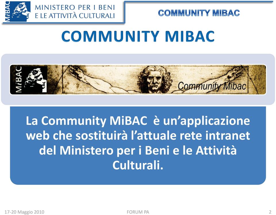 intranet del Ministero per i Beni e le