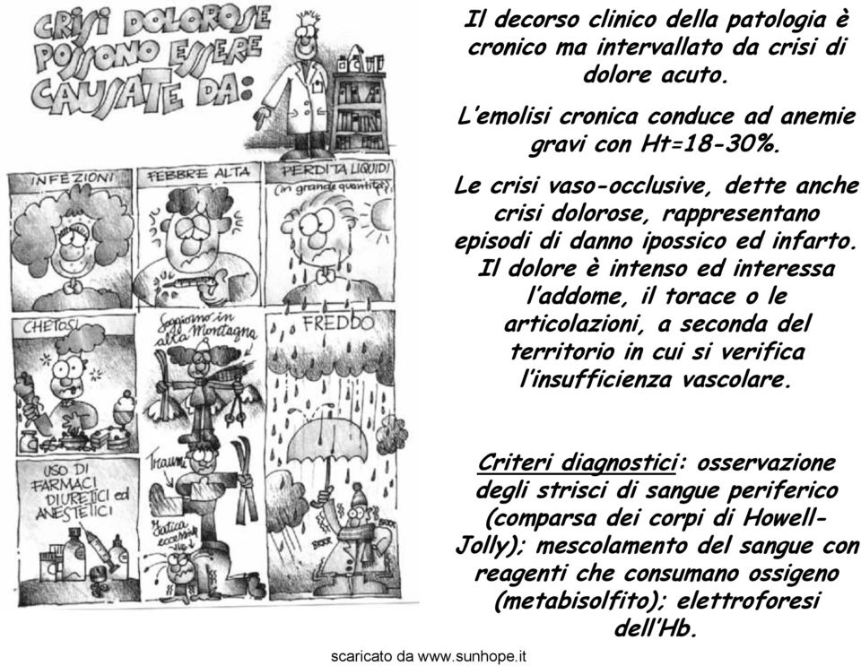 Il dolore è intenso ed interessa l addome, il torace o le articolazioni, a seconda del territorio in cui si verifica l insufficienza vascolare.