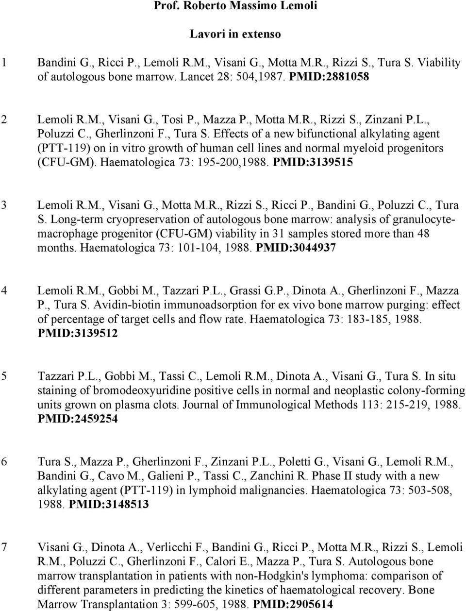 Effects of a new bifunctional alkylating agent (PTT-119) on in vitro growth of human cell lines and normal myeloid progenitors (CFU-GM). Haematologica 73: 195-200,1988. PMID:3139515 3 Lemoli R.M., Visani G.