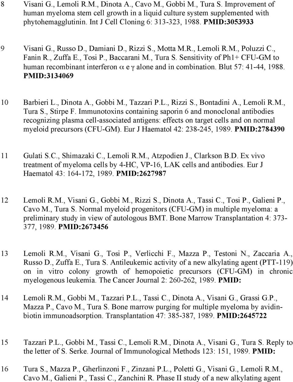 Sensitivity of Ph1+ CFU-GM to human recombinant interferon α e γ alone and in combination. Blut 57: 41-44, 1988. PMID:3134069 10 Barbieri L., Dinota A., Gobbi M., Tazzari P.L., Rizzi S., Bontadini A.