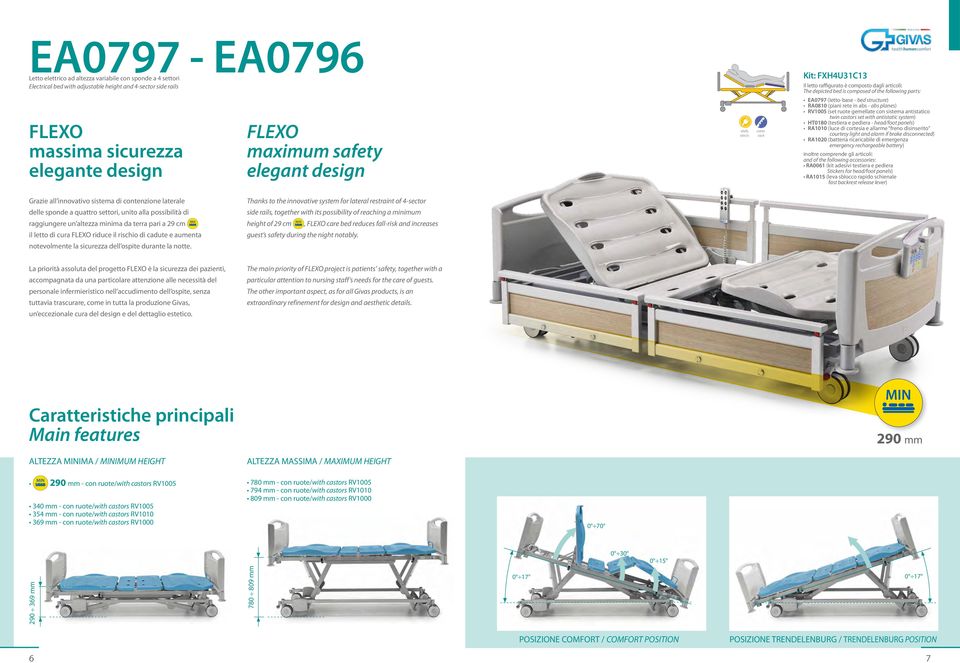 rack Kit: FXHUC Il letto raffigurato è composto dagli articoli: The depicted bed is composed of the following parts: EA0797 (letto-base - bed structure) RA080 (piani rete in abs - abs planes) RV005