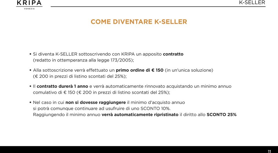 automaticamente rinnovato acquistando un minimo annuo comulativo di 150 ( 200 in prezzi di listino scontati del 25%); Nel caso in cui non si dovesse raggiungere il