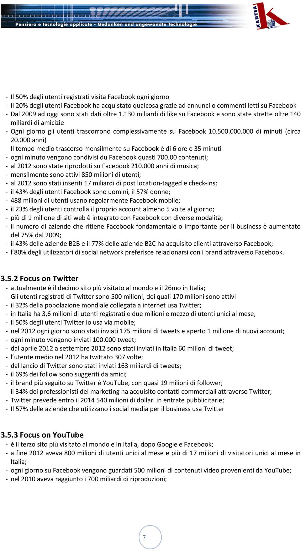 000 anni) Il tempo medio trascorso mensilmente su Facebook è di 6 ore e 35 minuti ogni minuto vengono condivisi du Facebook quasti 700.00 contenuti; al 2012 sono state riprodotti su Facebook 210.