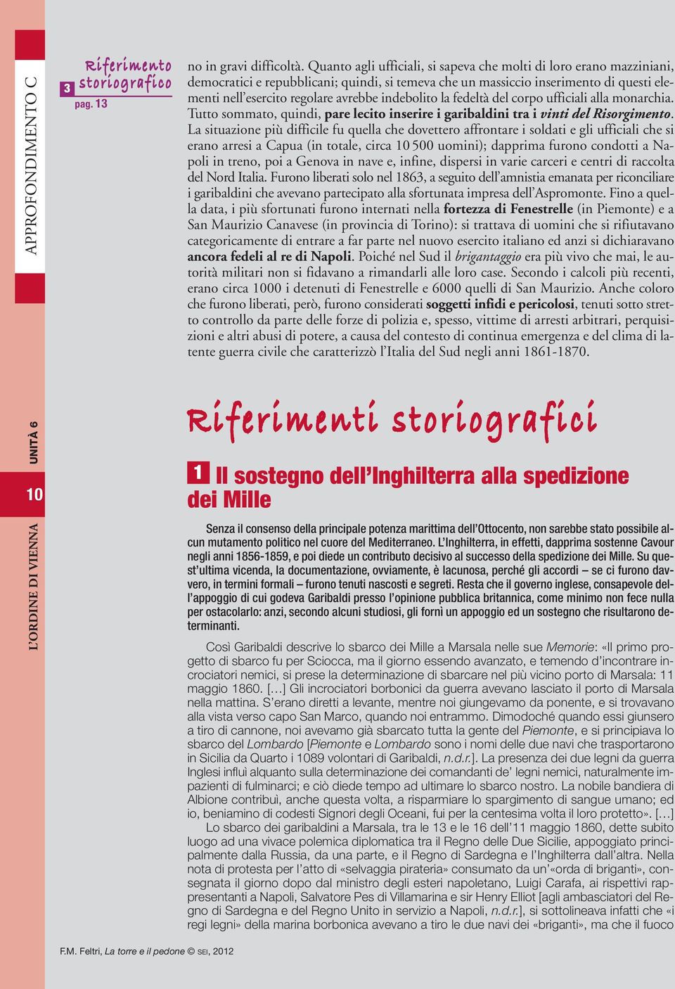 indebolito la fedeltà del corpo ufficiali alla monarchia. Tutto sommato, quindi, pare lecito inserire i garibaldini tra i vinti del Risorgimento.