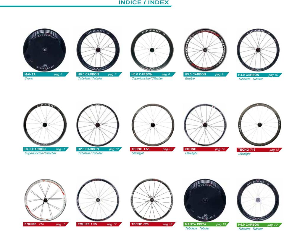 12 Tubolare/Tubular TECNO 1.55 Ultralight pag.13 KRONO Ultralight pag.14 TECNO 716 Ultralight pag.