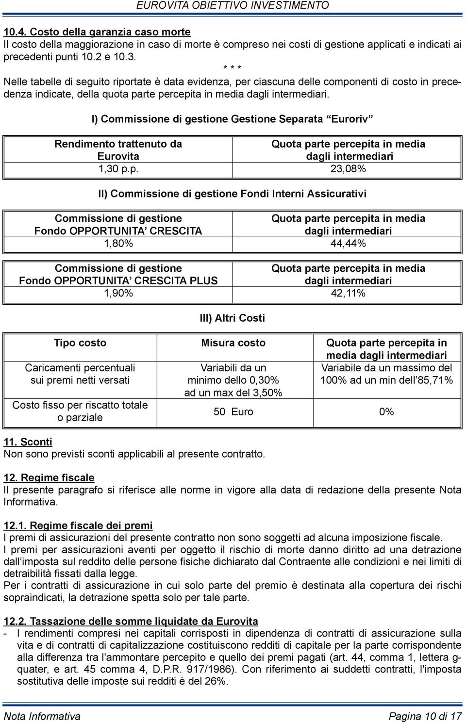 I) Commissione di gestione Gestione Sepa