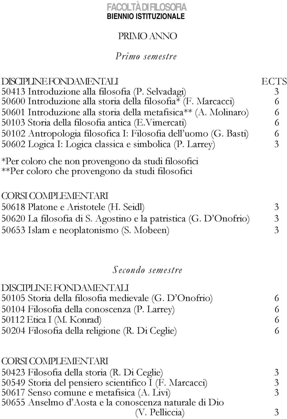 Basti) 6 50602 Logica I: Logica classica e simbolica (P.