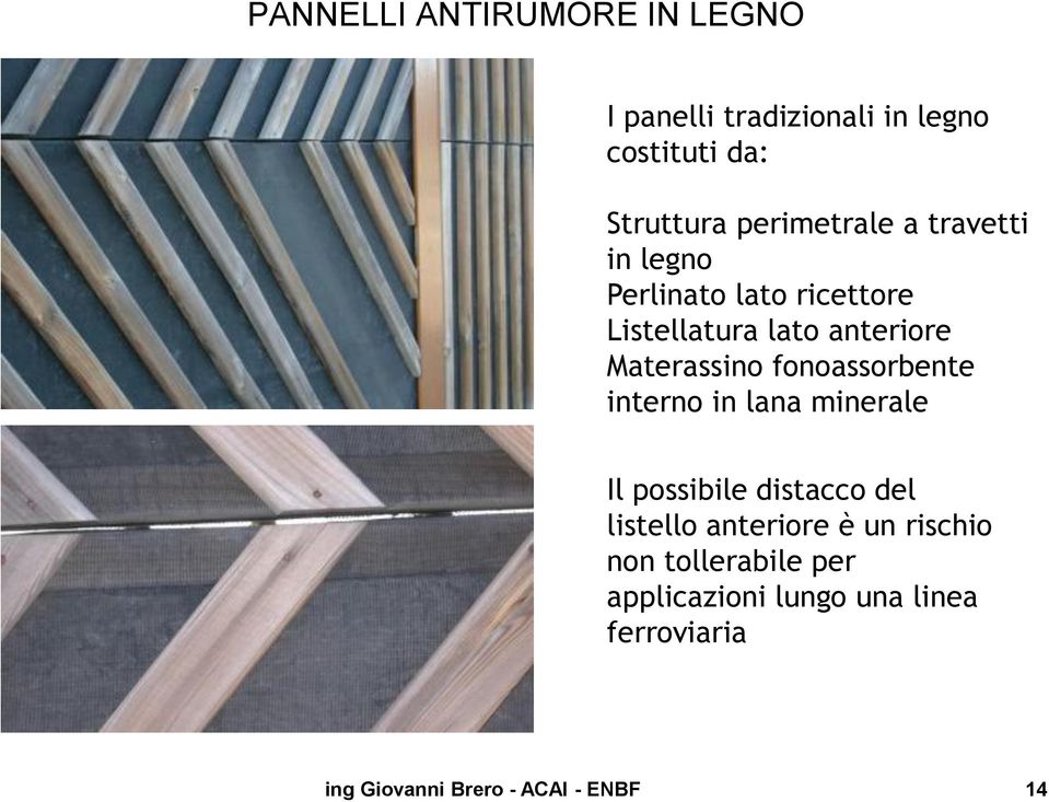 Materassino fonoassorbente interno in lana minerale Il possibile distacco del listello