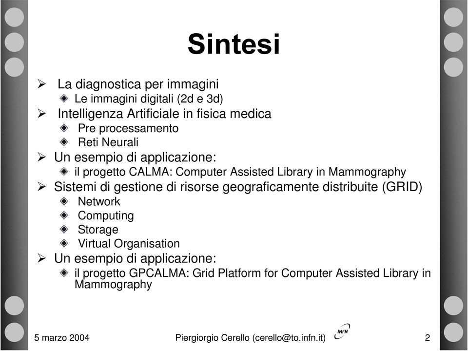 gestione di risorse geograficamente distribuite (GRID) Network Computing Storage Virtual Organisation Un esempio di