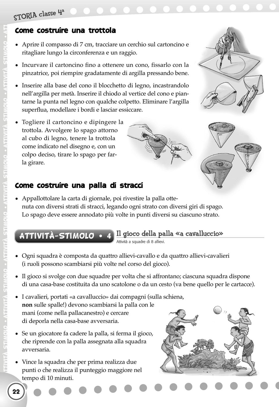 Incurvare il cartoncino fino a ottenere un cono, fissarlo con la pinzatrice, poi riempire gradatamente di argilla pressando bene.