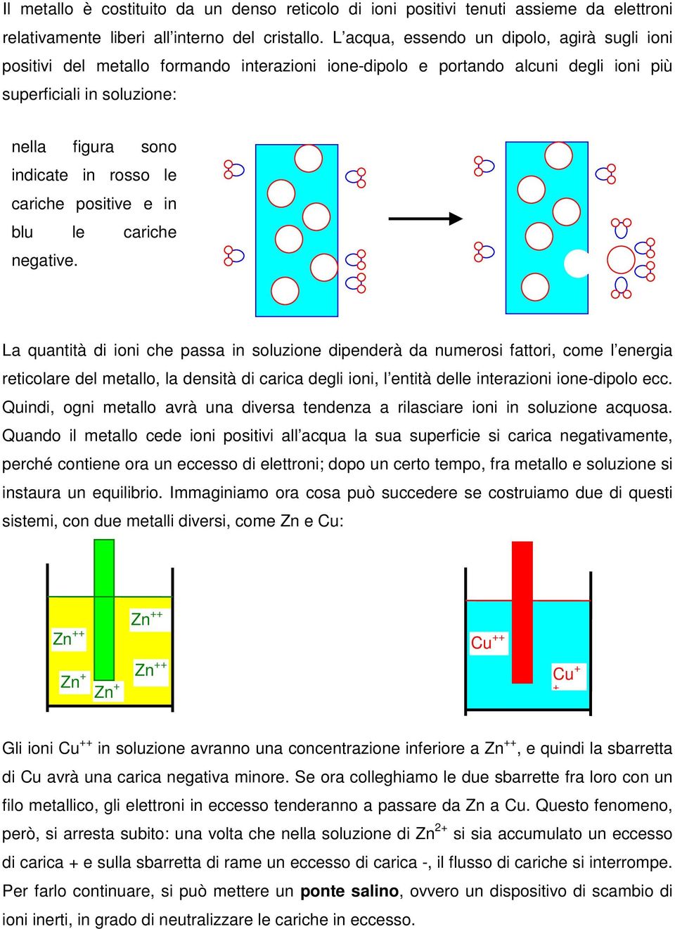 cariche positive e in blu le cariche negative.