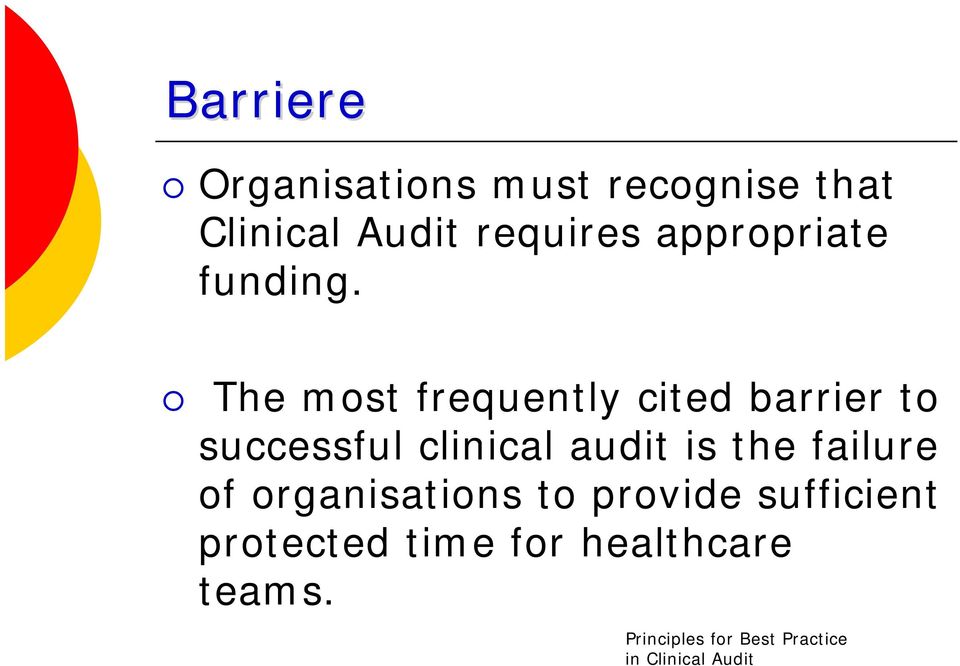 The most frequently cited barrier to successful clinical audit is the