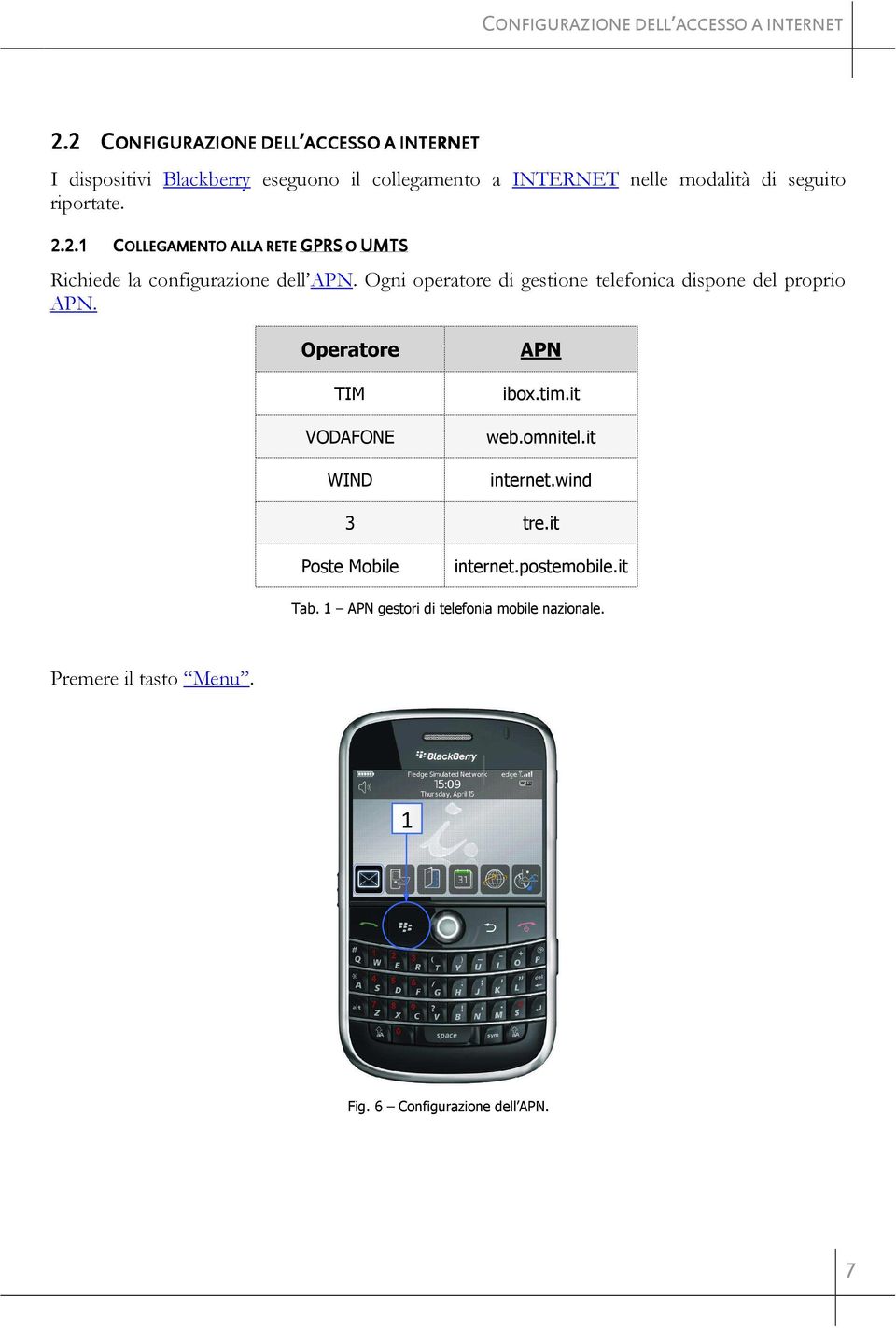 2.1 2.2.1 COLLEGAMENTO ALLA RETE GPRS GPRS O UMTS Richiede la configurazione dell APN.