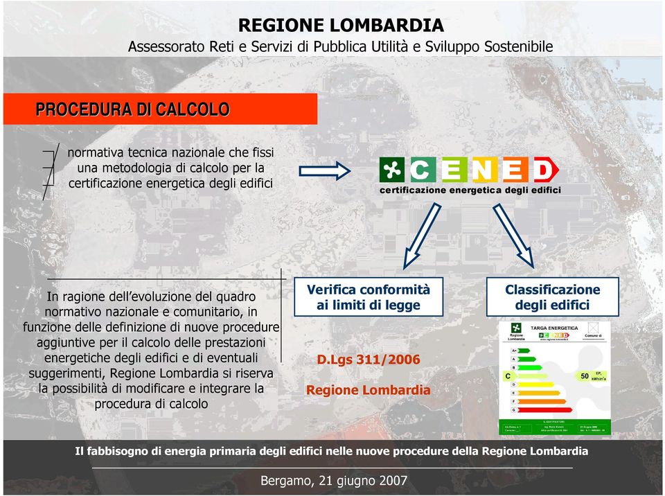 aggiuntive per il calcolo delle prestazioni energetiche degli edifici e di eventuali suggerimenti, Regione Lombardia si riserva la possibilità di