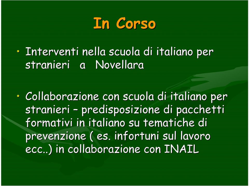 predisposizione di pacchetti formativi in italiano su tematiche