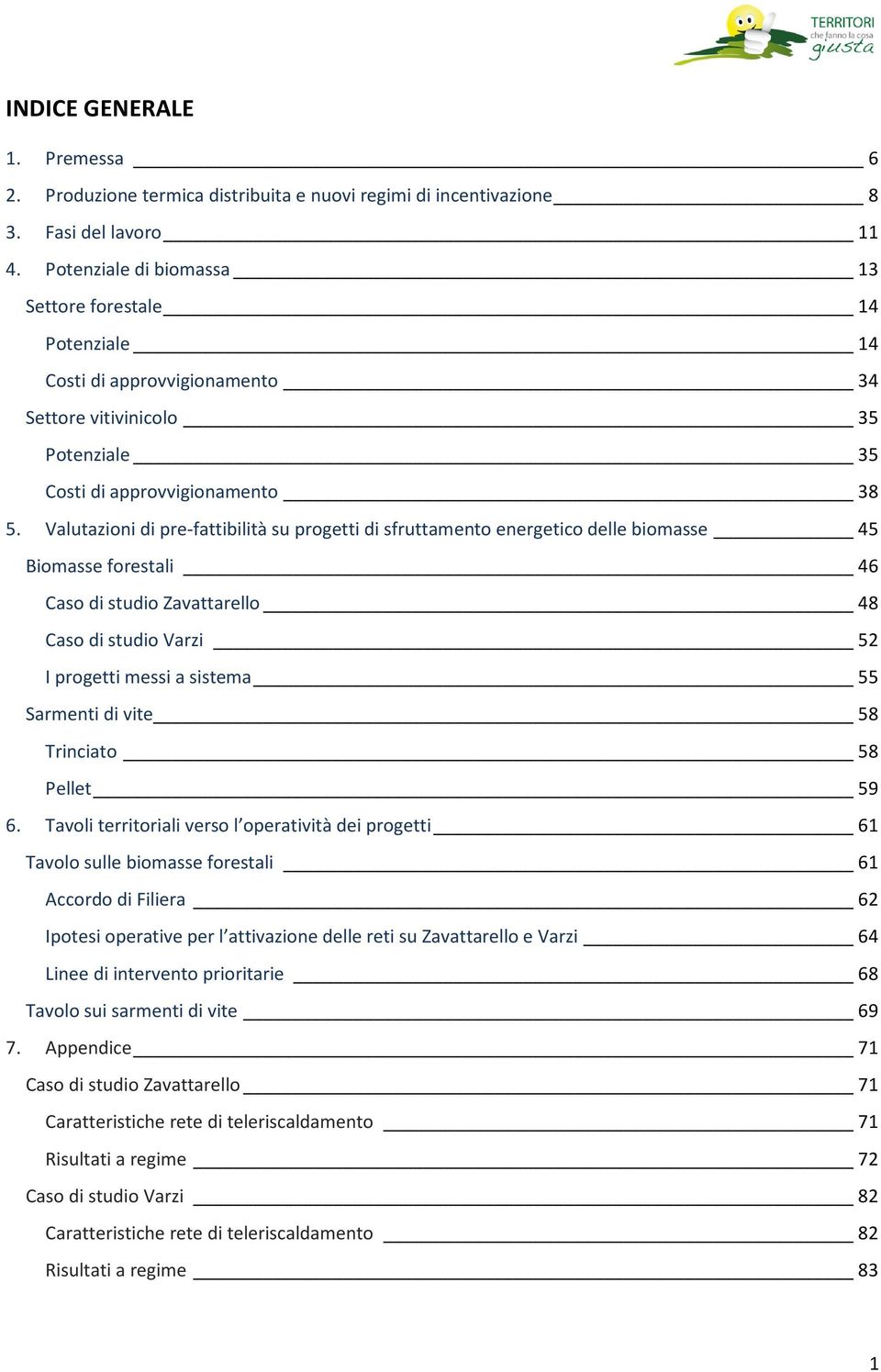 Valutazioni di pre-fattibilità su progetti di sfruttamento energetico delle biomasse 45 Biomasse forestali 46 Caso di studio Zavattarello 48 Caso di studio Varzi 52 I progetti messi a sistema 55